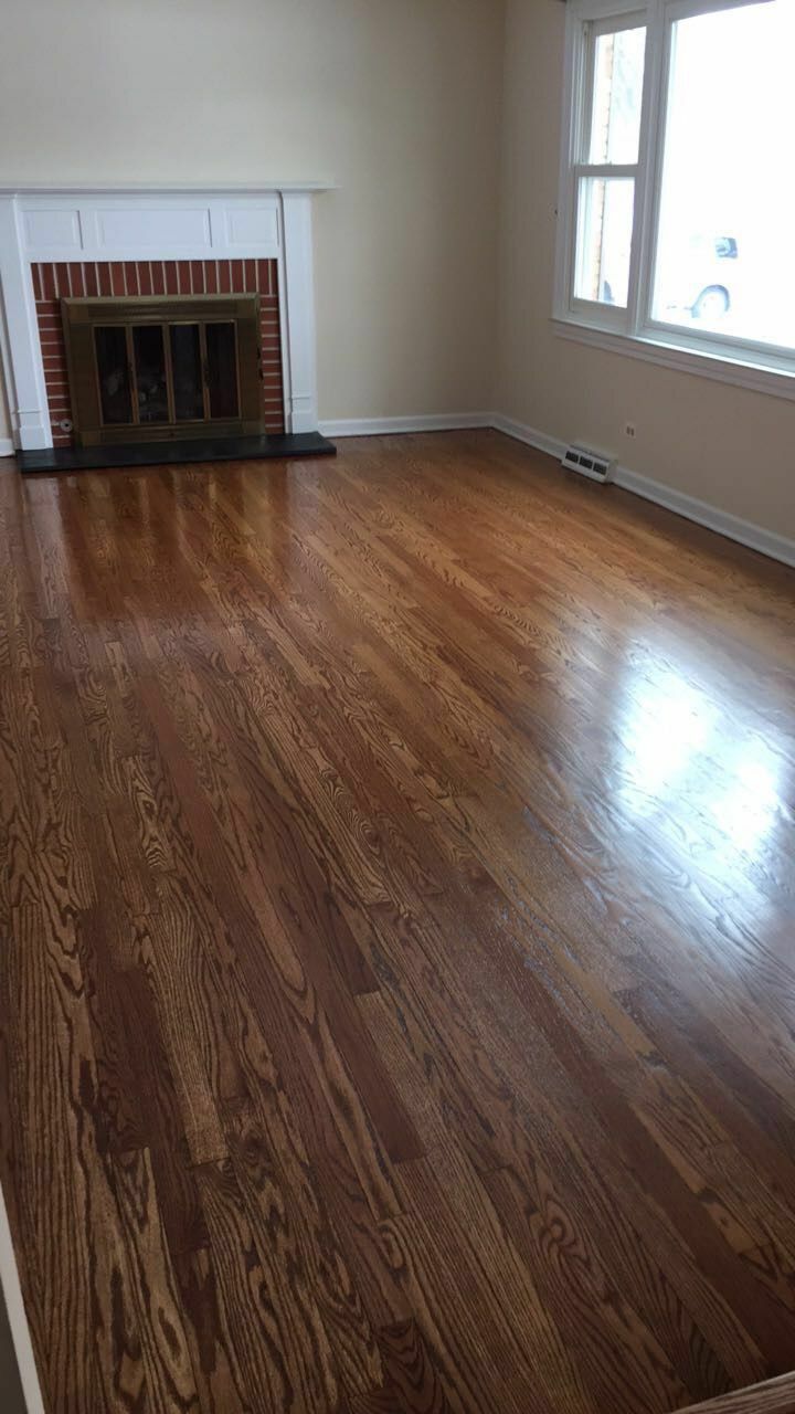 sanded red oak hardwood floor